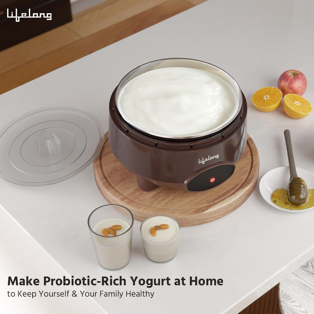 Lifelong Yogurt & Curd Maker for Home|Automatic Curd Maker with Auto Temperature Regulation(1 Lit)