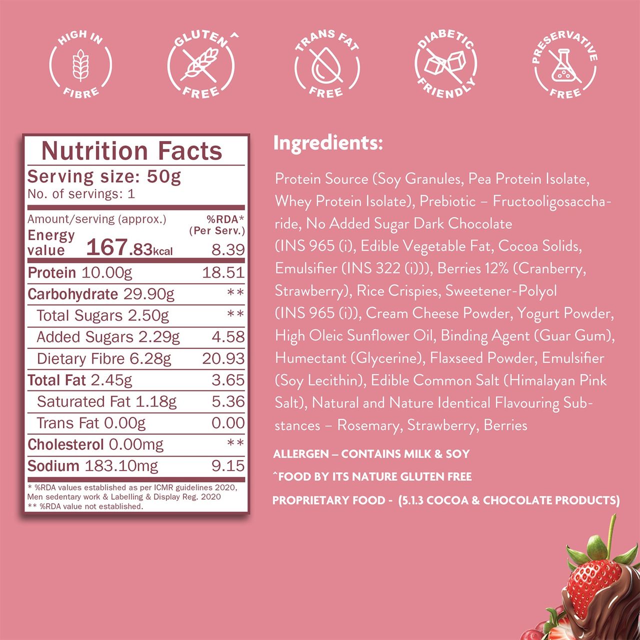 Phab Protein Bar Chocolate Berry Crunch 50 g Combo