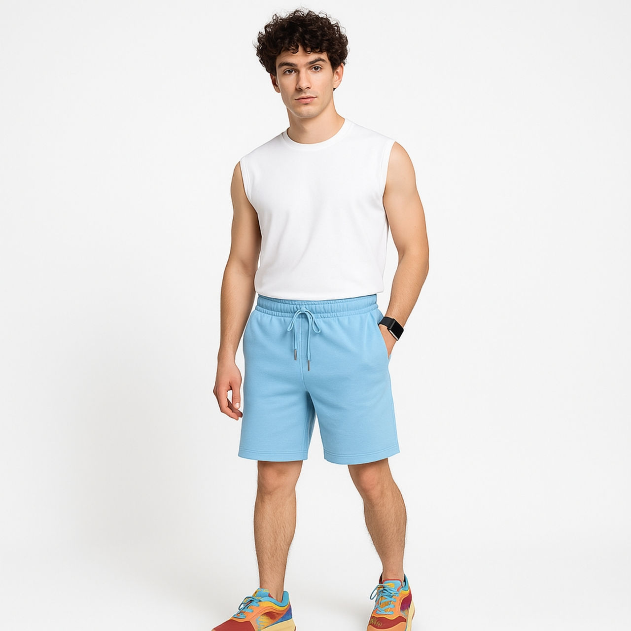 EQL Men's Pure Cotton Shorts | Light Blue - L