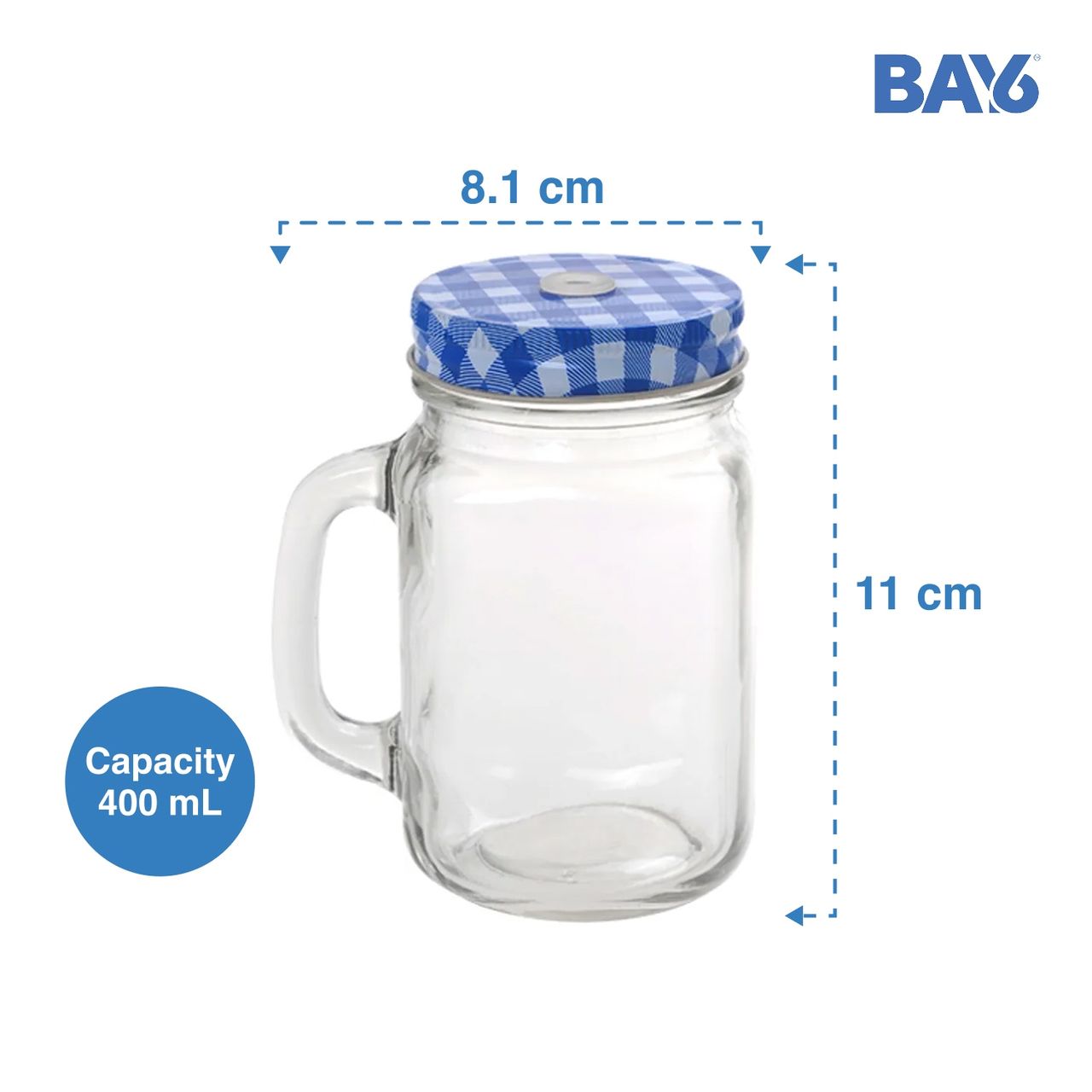 BAY6 Mason Jar Set with Straw - 400 ml - (2pc)