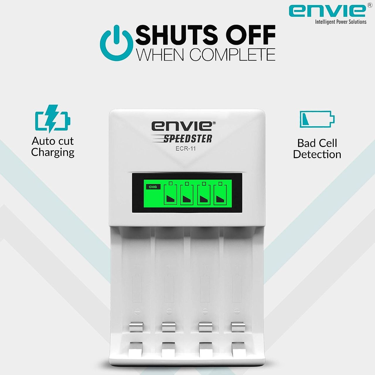 Envie Ecr-011 Speedster Fast Charger For Aa & Aaa Rechargeable Batteries