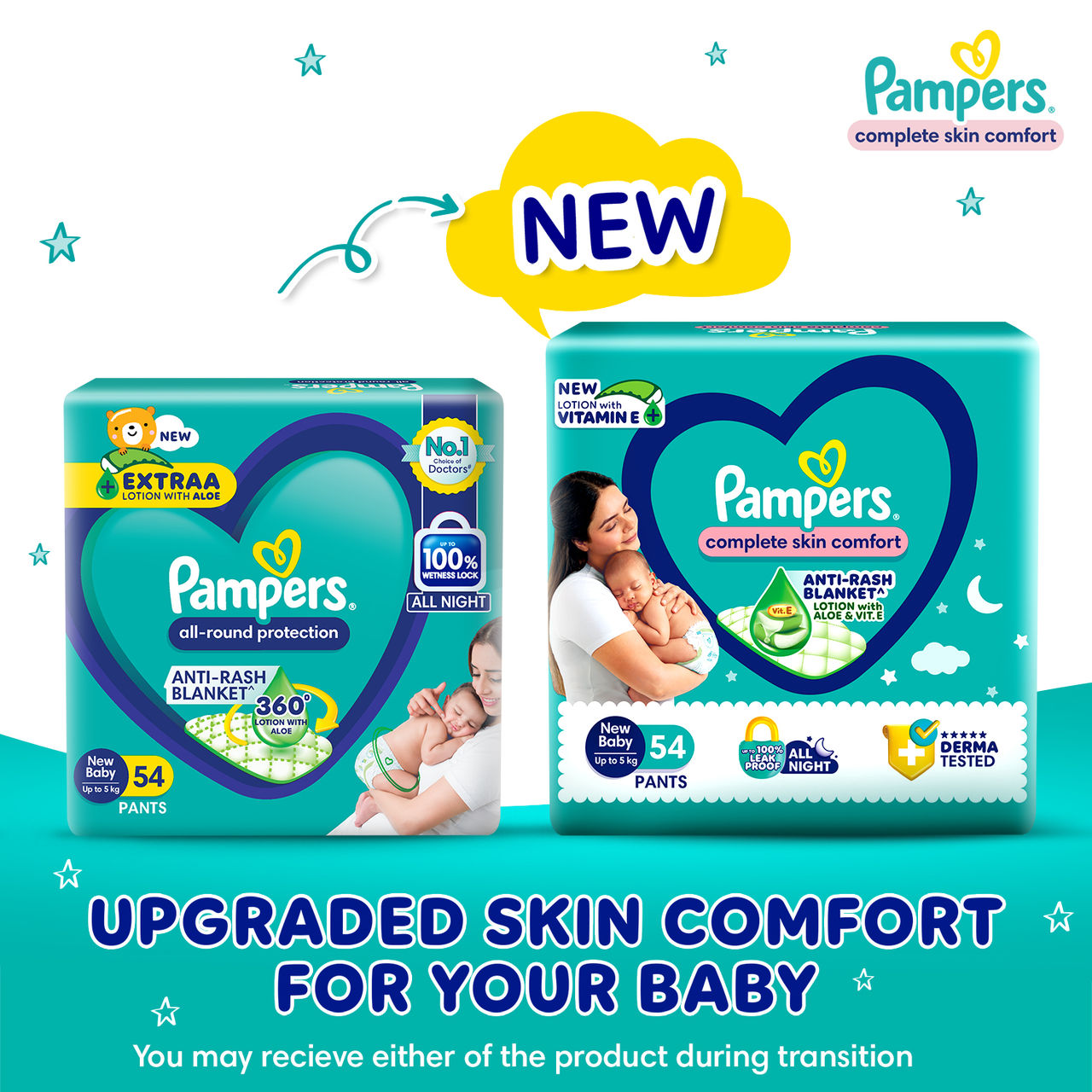 Pampers All Round Protection Baby Diapers | Pant Style | NB | 34 pcs