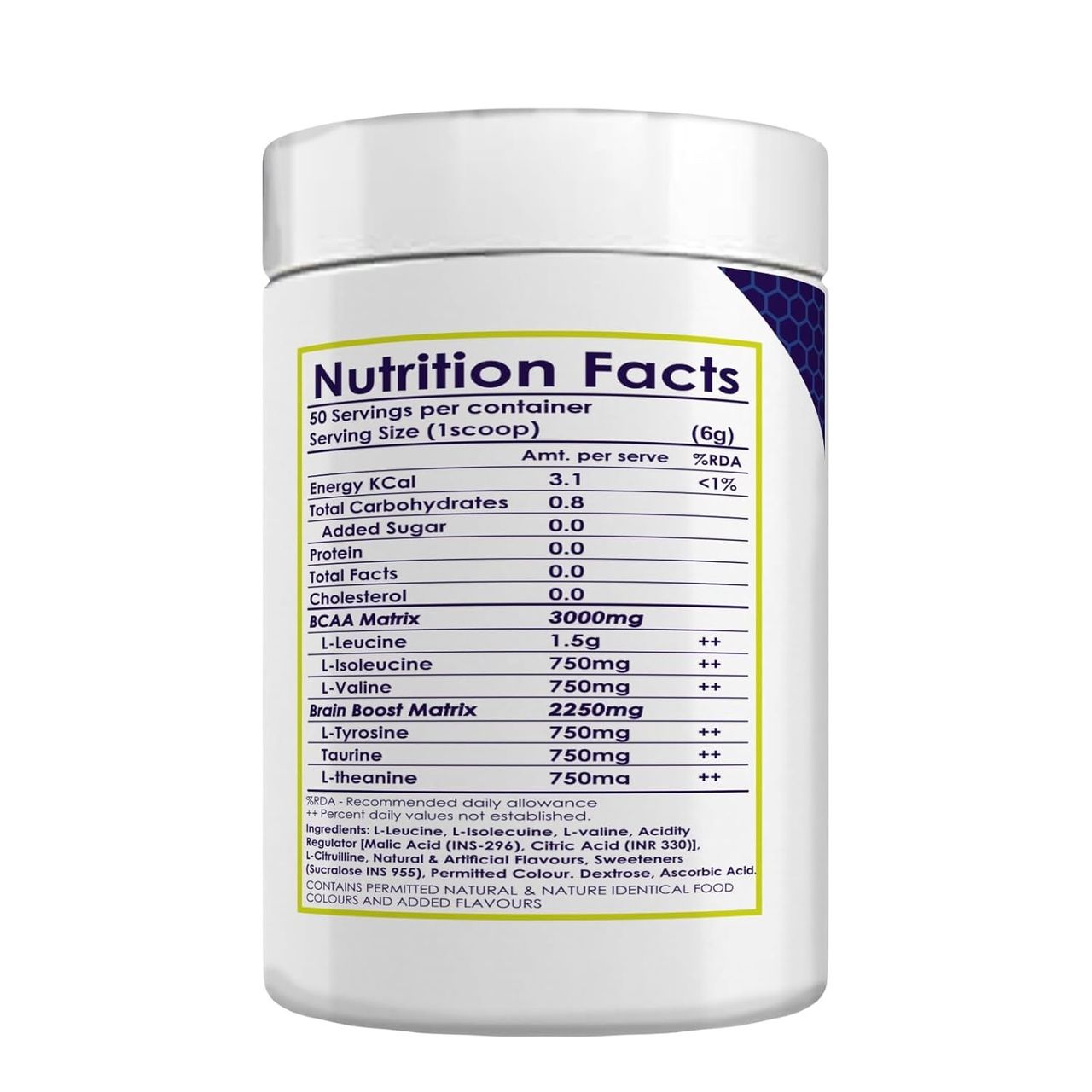 Muscle Asylum Bcaa - With Brain Boosters -100% Micronized Vegan, Recovery, Memory, Blue Razz