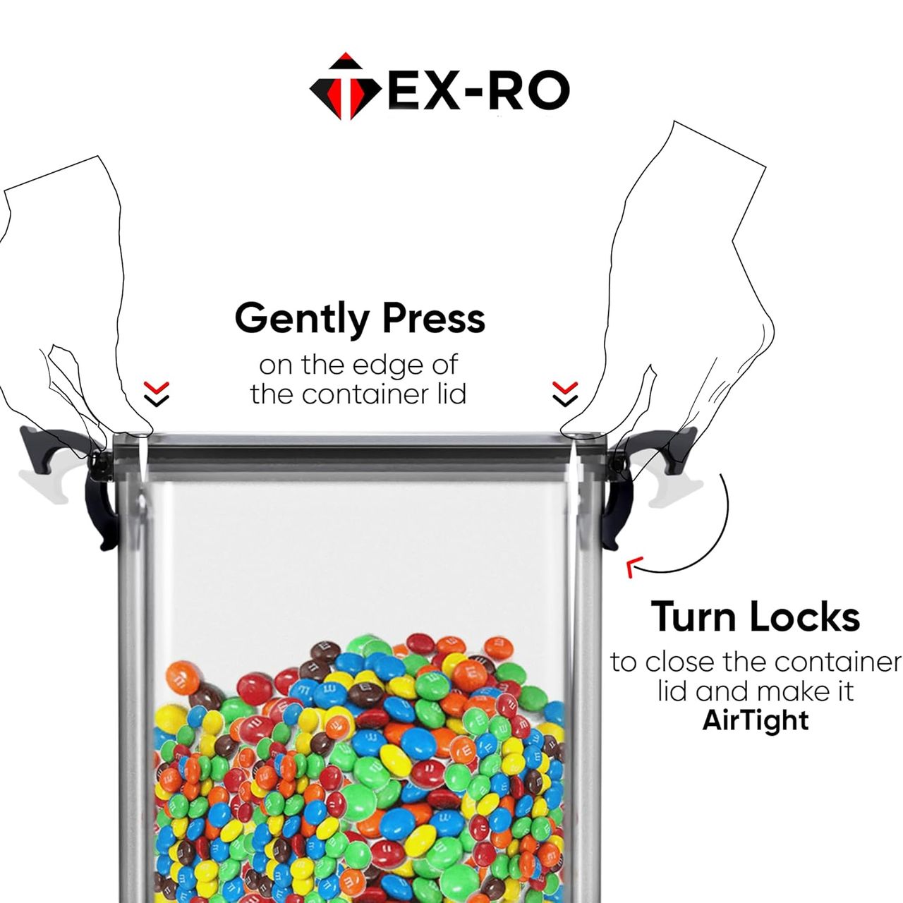 Tex-Ro Airtight with Lockable Plastic Grocery Container for Kitchen Organizer - 1100 ml | Pack of 6