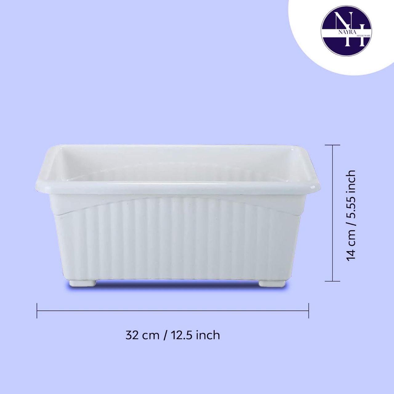 Nayra Plant Pots Plastic Rectangular White Color Pots | Set of 2