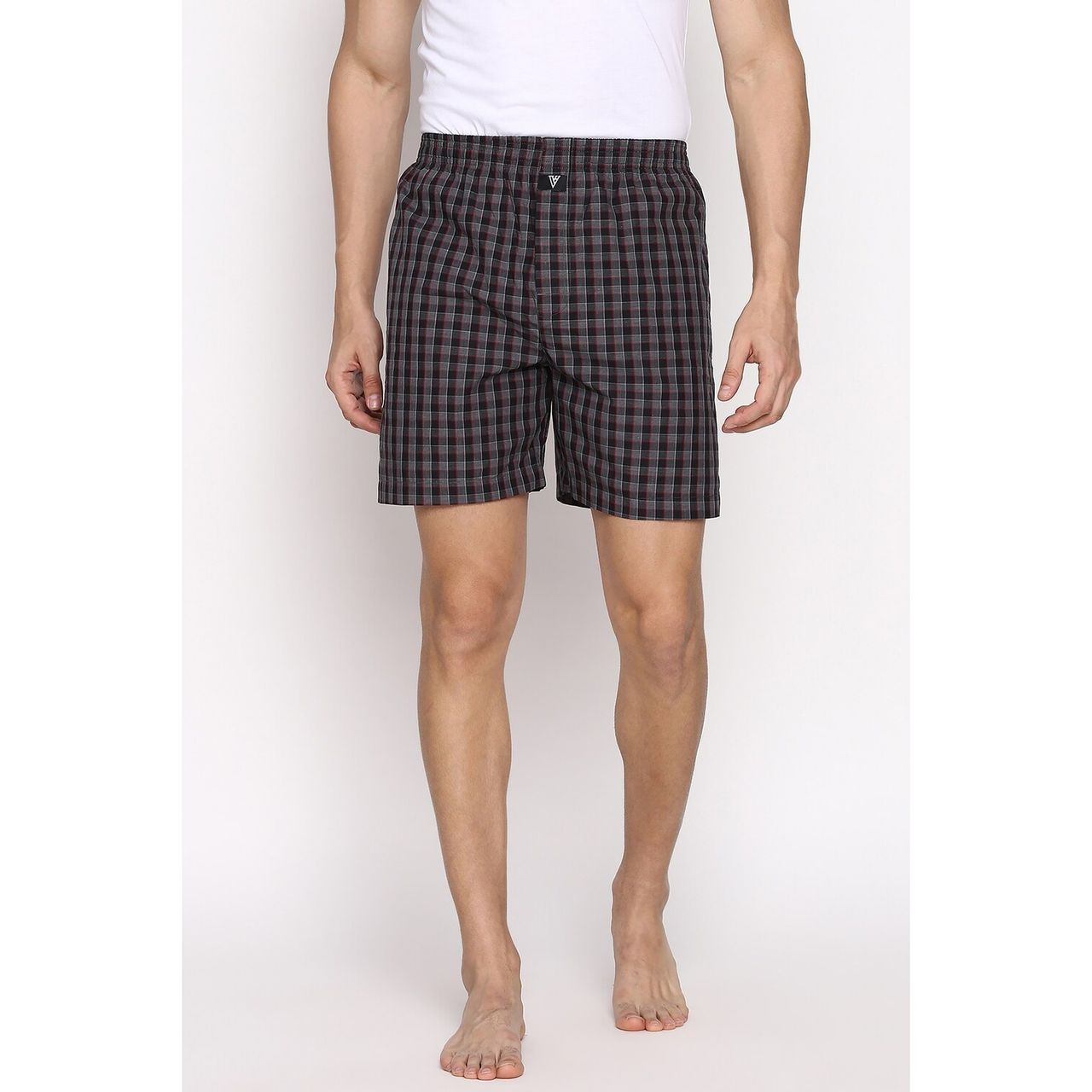 Van Heusen Apparel Men Combed Cotton Assorted Checkered Boxer Shorts | S | Pack Of 2