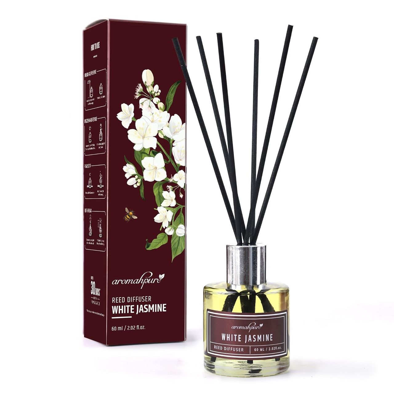 Aromahpure Premium Reed Diffuser - Jasmine, With 6 Fiber Reed Stick|Rakhi Gift for Brother & Sister