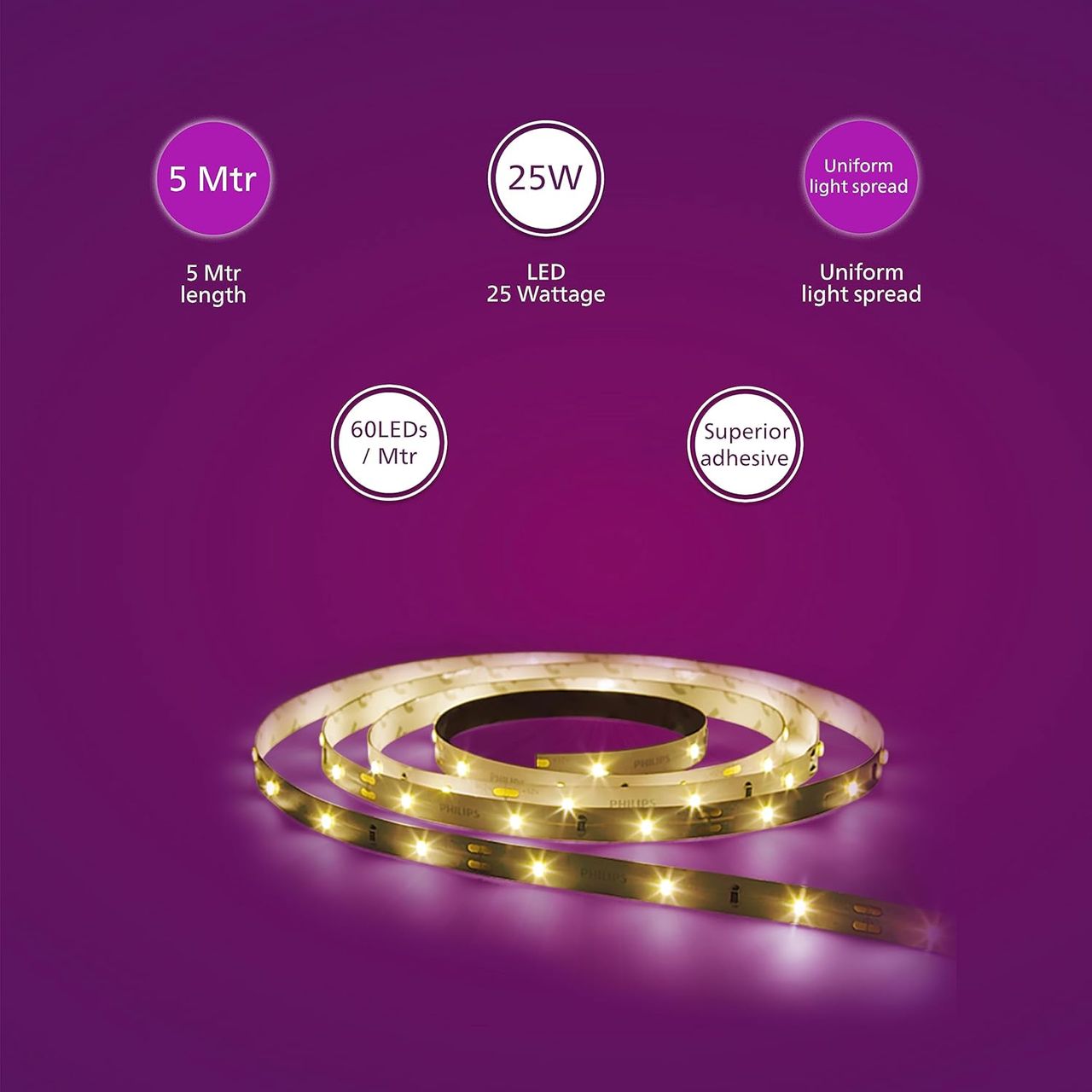 Philips Led Strip Light 25W 60 Led Ww Without Driver