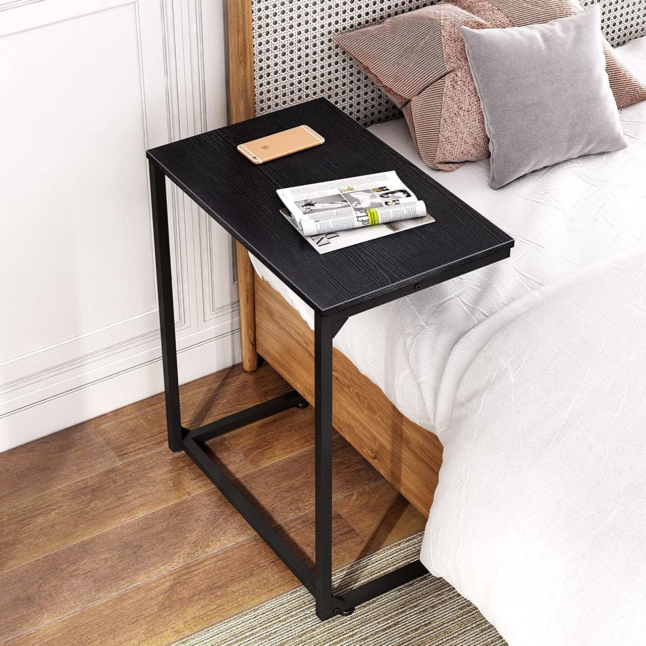 Arlavya Engineered Wood Laptop Table, Ht-26", Width-24", Depth-14", Slides under couch - Black