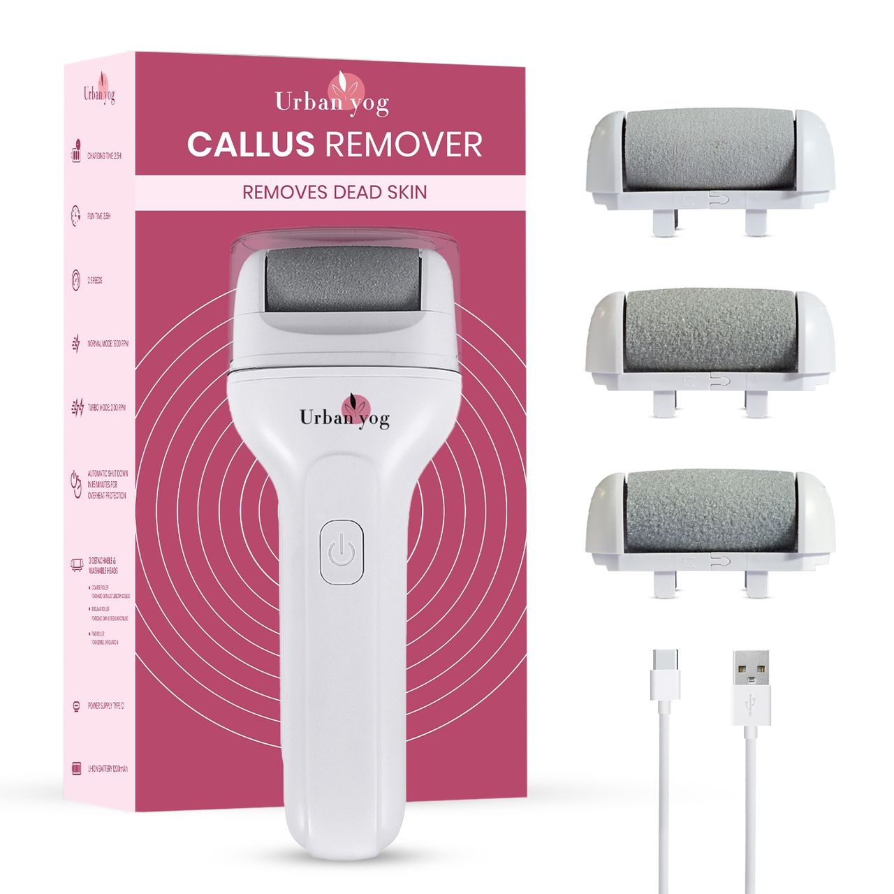 UrbanYog Electric Callus Remover  2 Speed Settings | 1200 mAh Battery