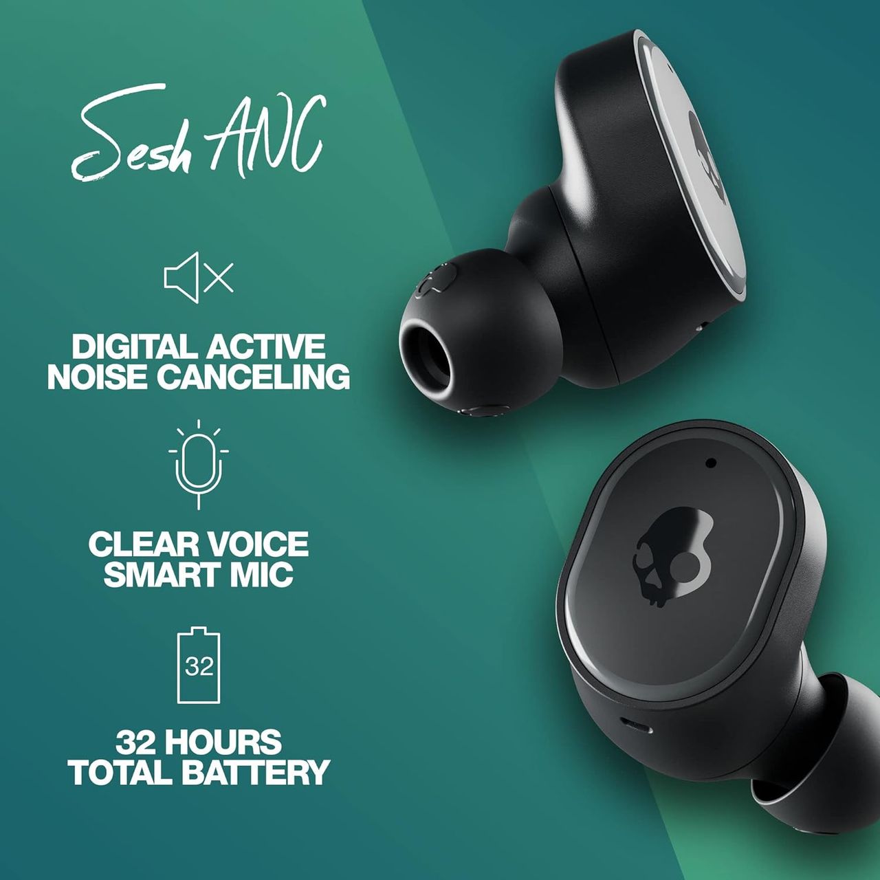Skullcandy Sesh Anc True Wireless In-Ear Earbuds - True Black