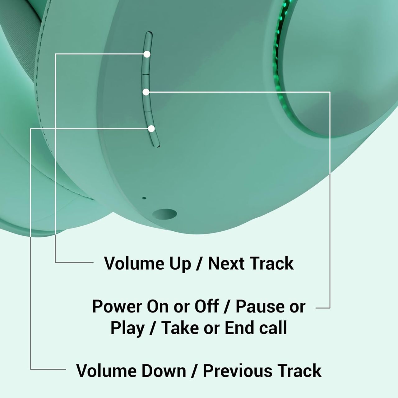 Zebronics Duke BT Headphone, 60h, Dual Pairing, Gaming Mode, ENC, LED, Deep Bass, Voice Asst(Green)