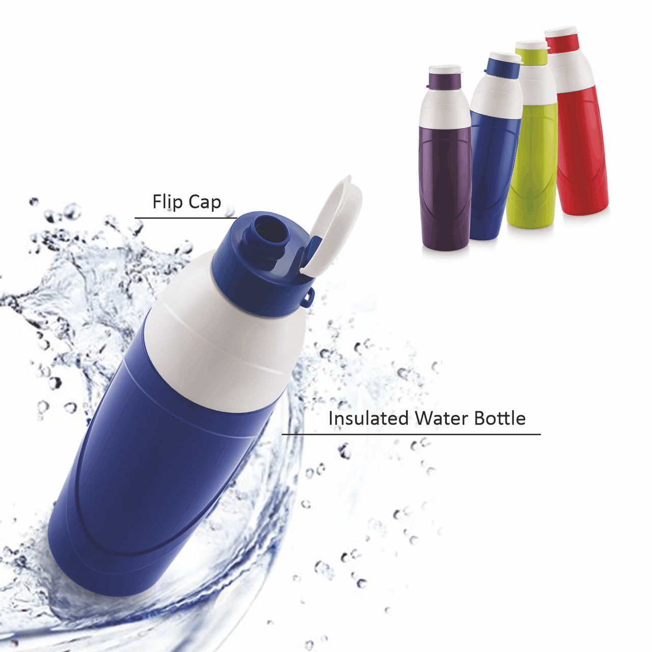Cello Plastic Puro Classic Water Bottle Keeps Content Cold for Long Hours | Assorted - 730 ml
