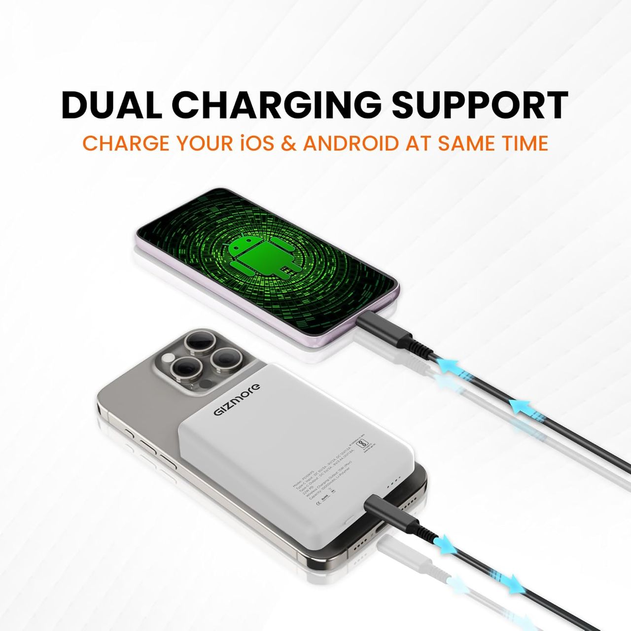 Gizmore Pd10Kp5 10000Mah 22W Wireless Imag Power With Type-C Charging Cable (White)