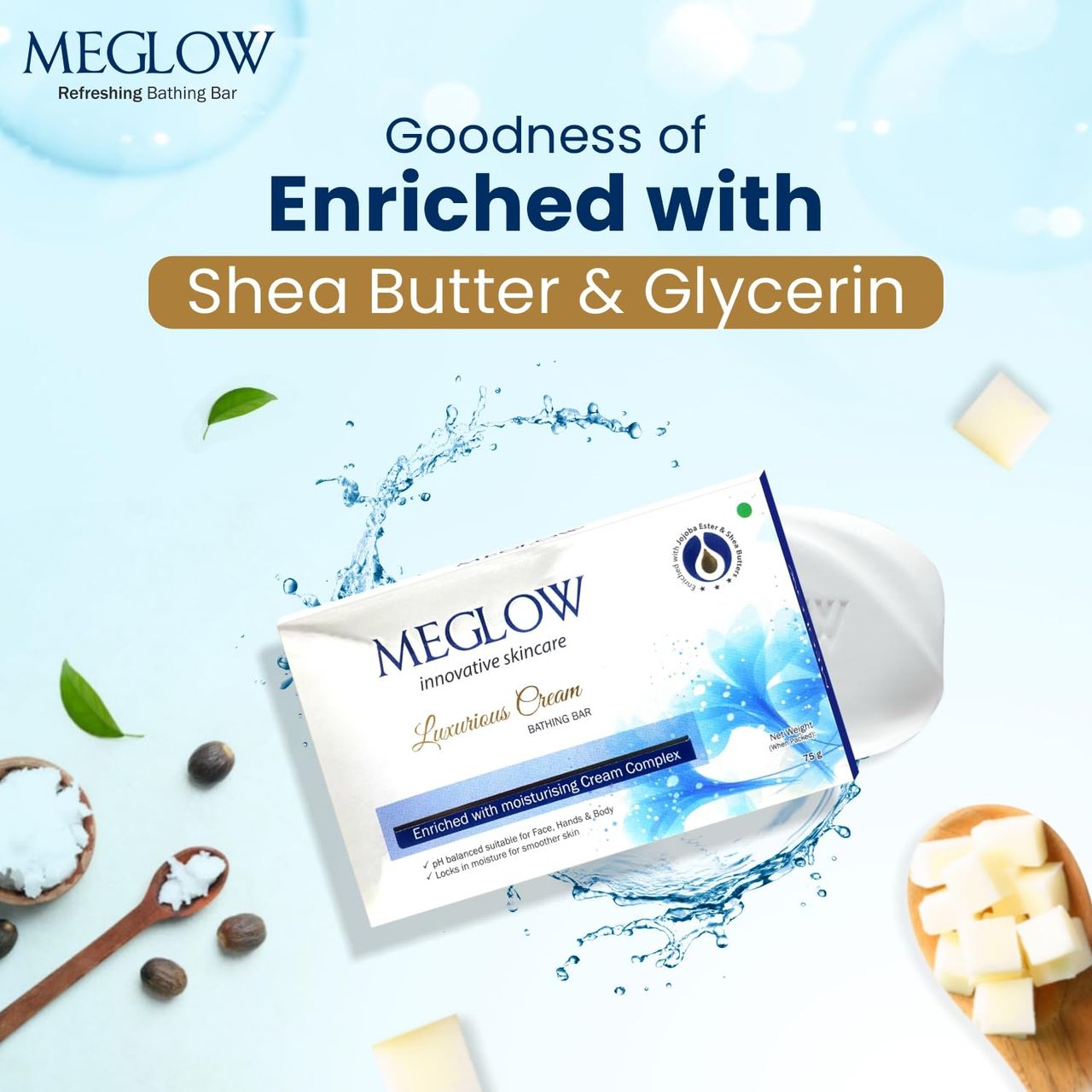 Meglow Luxurious Cream Soap | Gentle Cleansing & Intense Moisturization for a Smooth Glow
