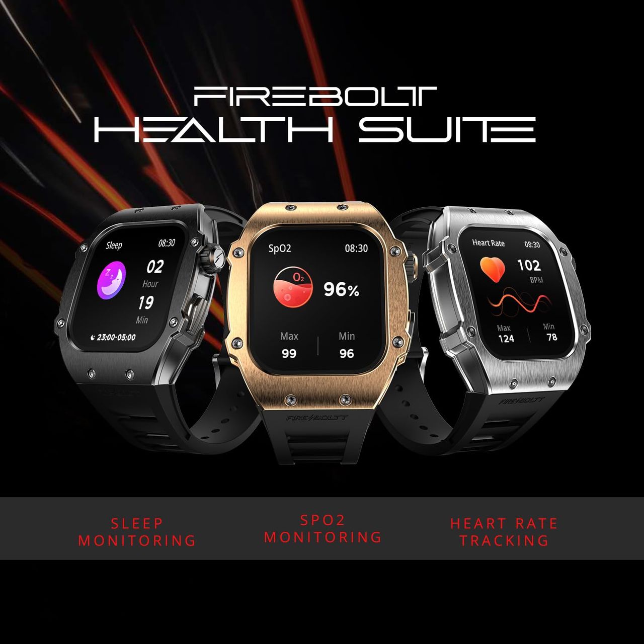 Fire-Boltt Ashphalt Smartwatch | 1.91" Display | BT Calling - Gold Black
