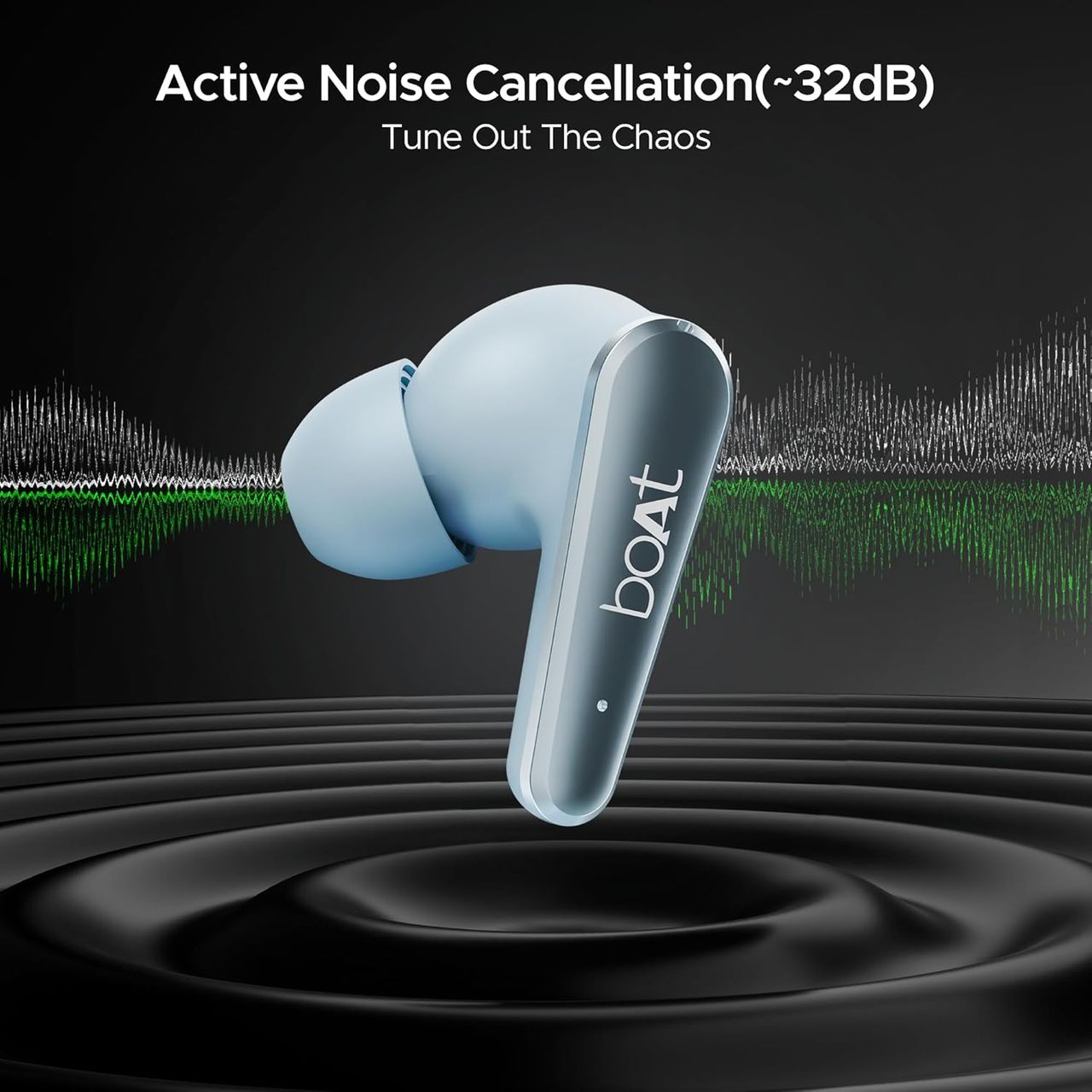 boAt Airdopes 280 ANC TWS Earbuds w/ 32dB ANC, Ambient Mode, 60H Playback & 13mm Drivers(Mint Blue)