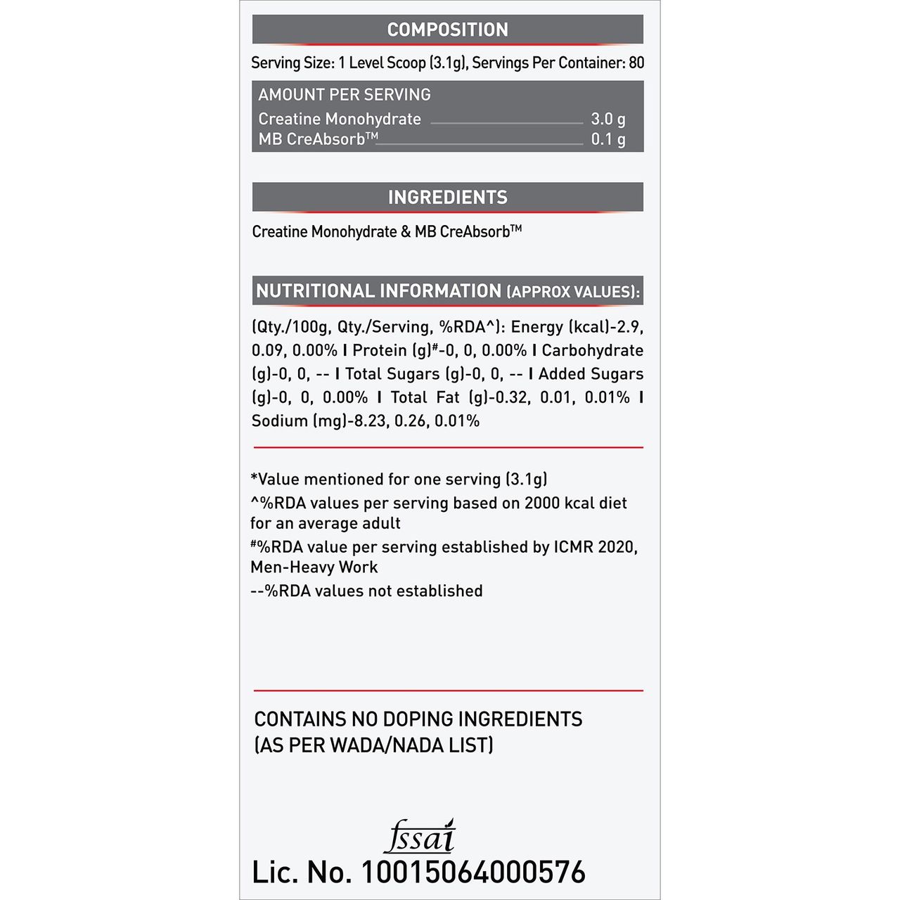 Muscleblaze Creatine Monohydrate Creamp With Creabsorb (Unflavoured, 80 Servings) 250 g Combo