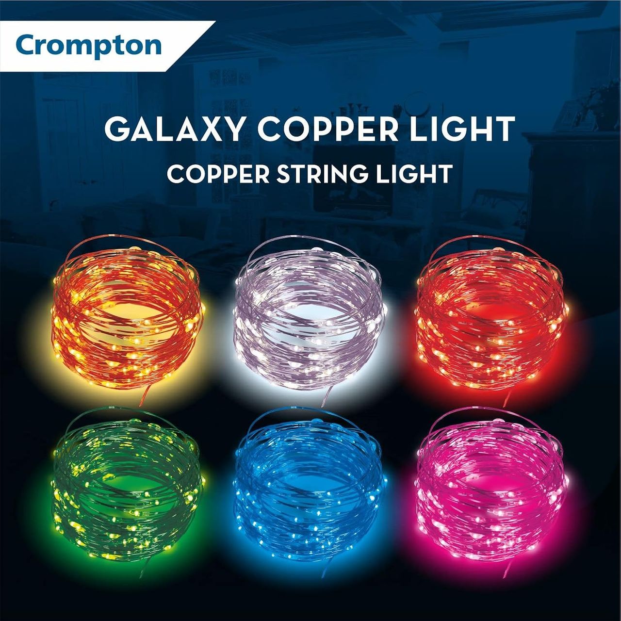 Crompton Galaxy Decoration Copper�Usb Powered String Fairy Lights With 100 Led�Light,Blue