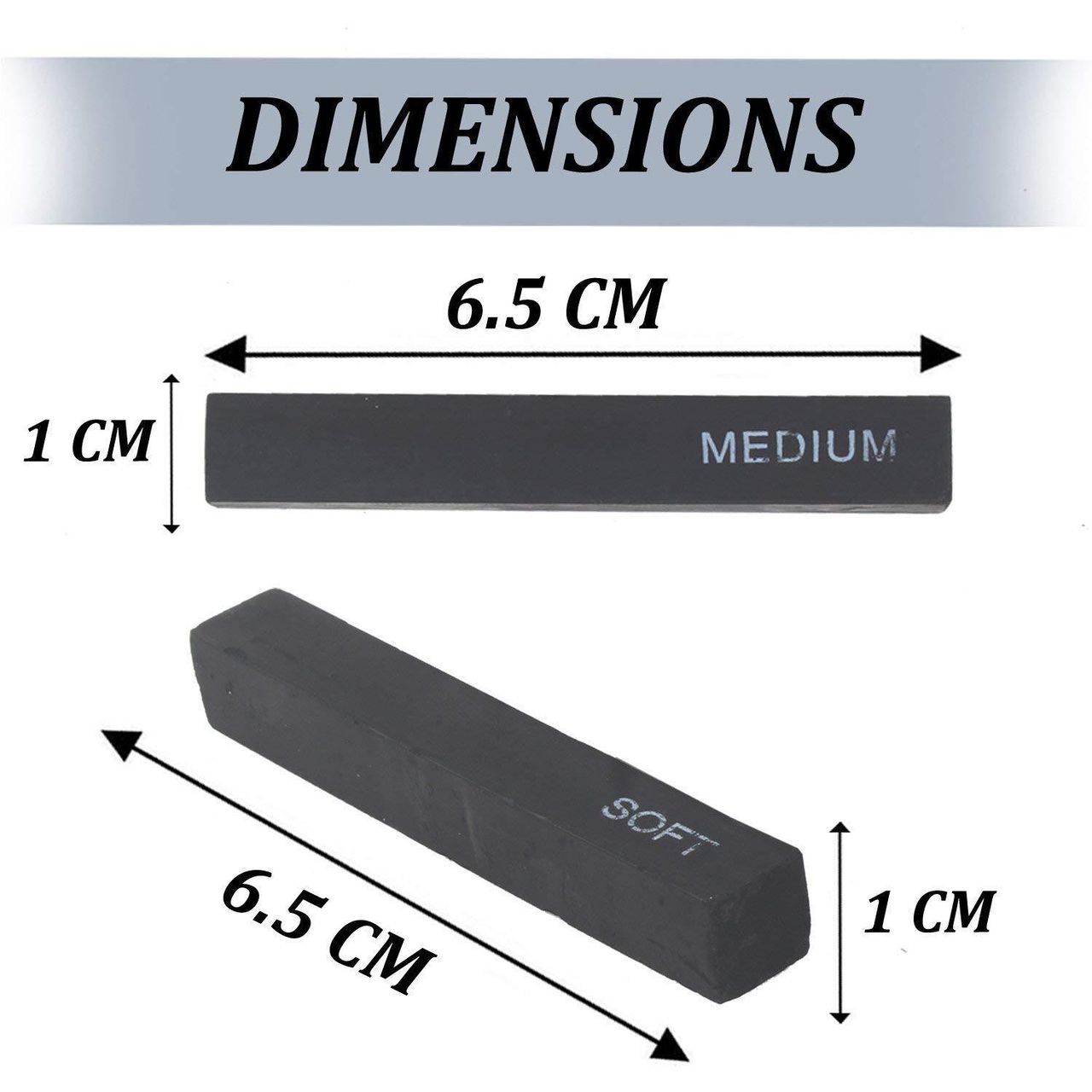 Compressed Charcoal Sticks, 6 Piece, Soft,Medium,Hard