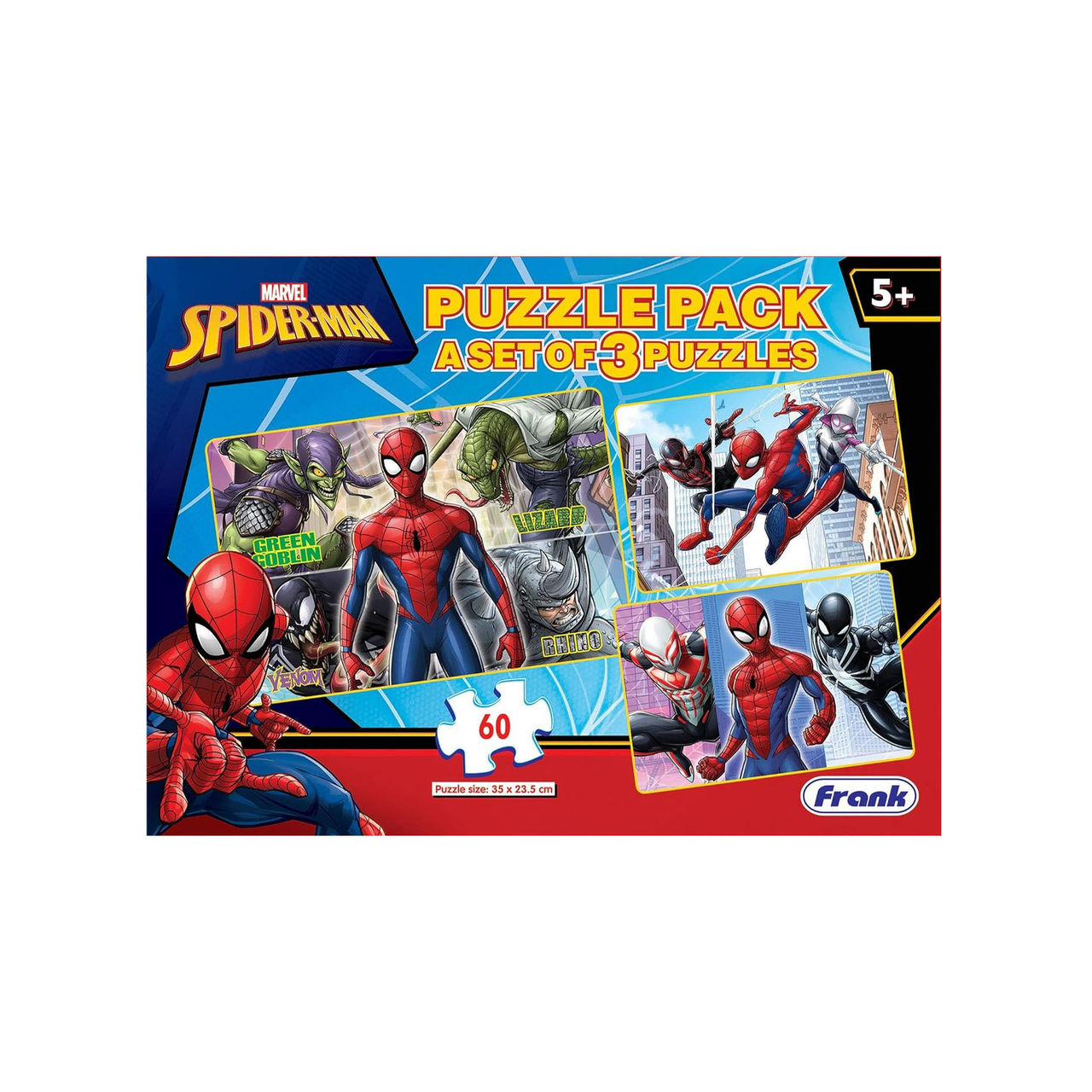 Frank Spider-Man Puzzle Pack - A Set Of 3 Puzzles - 60 Pieces Each