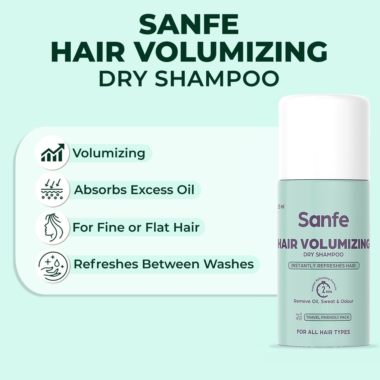 Sanfe Hair Volumizing Dry Shampoo Instantly Refreshes & Add Volume