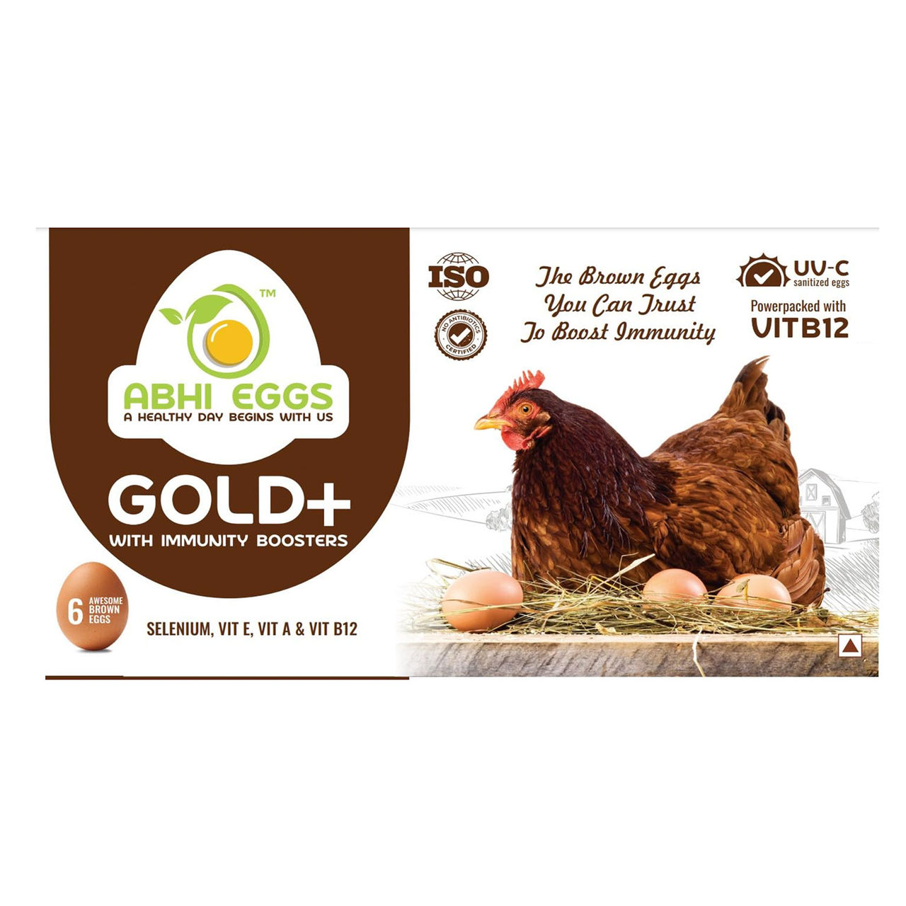 Abhi Eggs Gold + Brown Eggs with Immunity Boosters 6 pc Combo