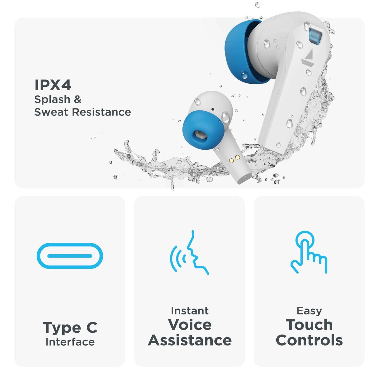 boAt Airdopes 192 Tws Earbuds W/ 30h Playback, Beast Mode W/ 40 Ms Super-low Latency(White Sabre)