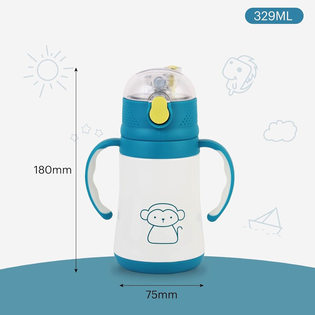 Cello Doodle Kids Flask | 350 Ml | Leak-Proof | Blue