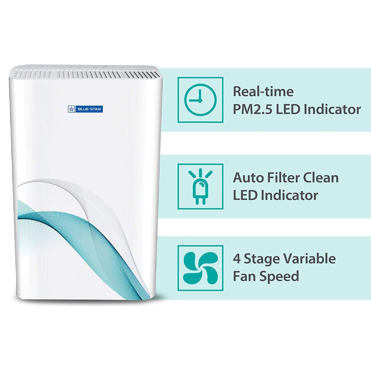 Blue Star AP300DAI Air Purifier - UV Based Microbe DeActive+ Technology | Hepa Filter