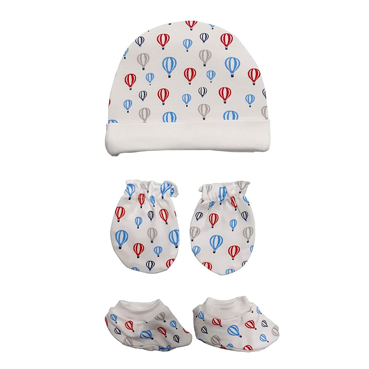 LuvLap Cotton Baby Caps Mittens Booties Combo Cap For Kids | Assorted | 0 - 6 months