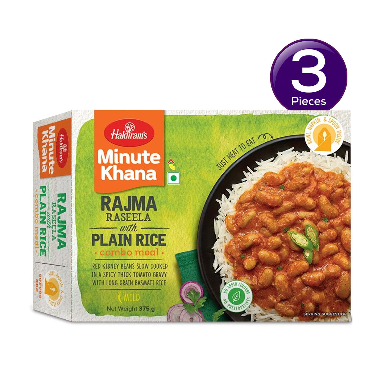 Haldiram's Ready To Eat Rajma With Plain Rice 375 g Combo