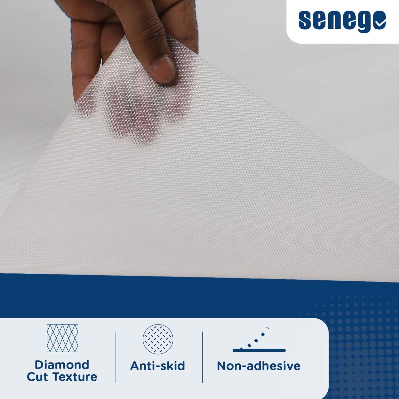 Senego by Trendy Home Anti-Slip Mat - For Fridge, Cupboard, Drawers, Shelf Liner | White-  45 cm x 5 m