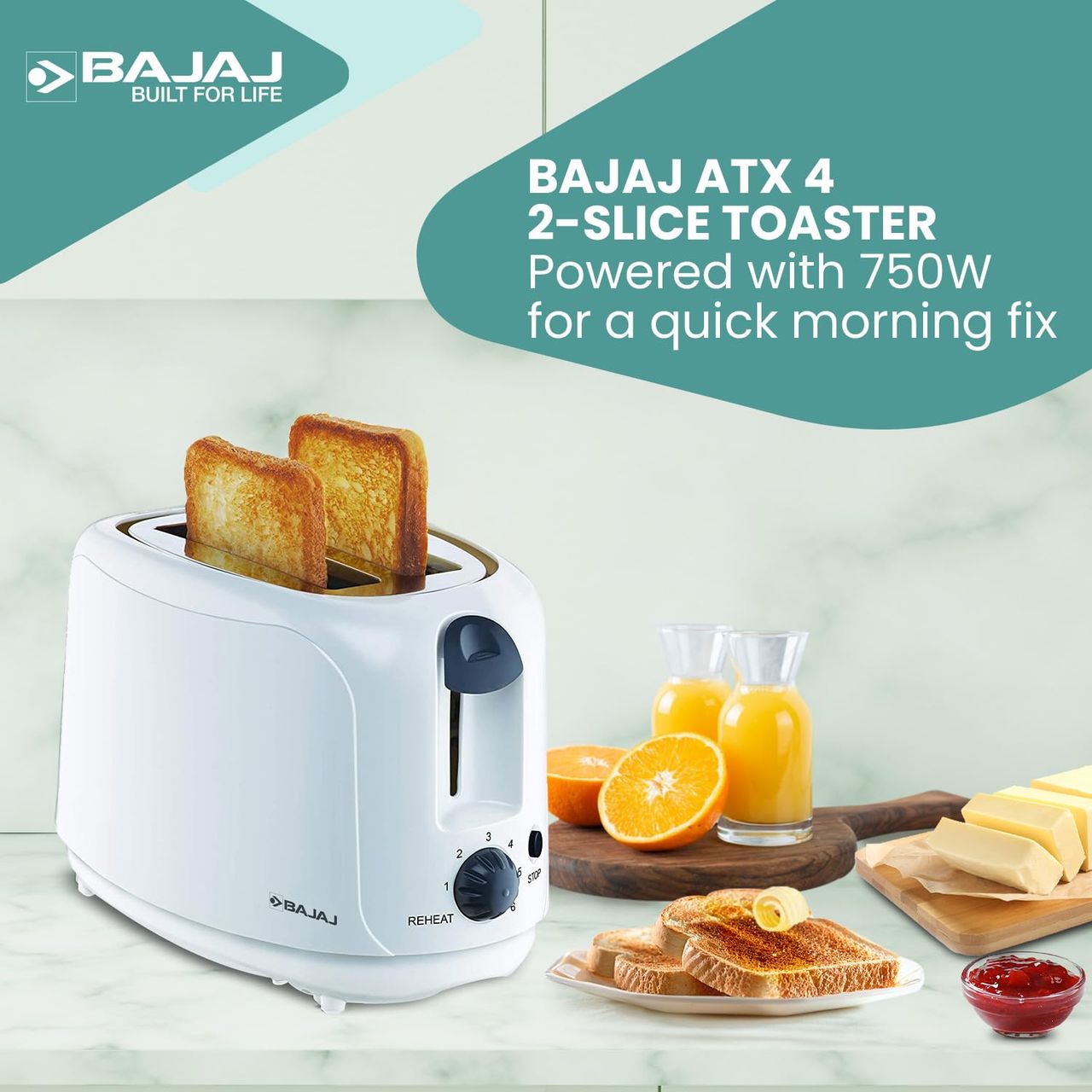 Bajaj Auto Pop Metallic Toaster Atx 4
