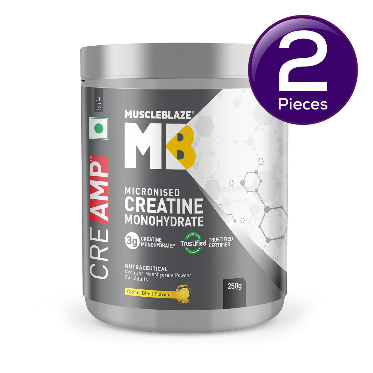 Muscleblaze Creatine Monohydrate Creamp With Creabsorb (Citrus Blast, 62 Servings) 250 g Combo