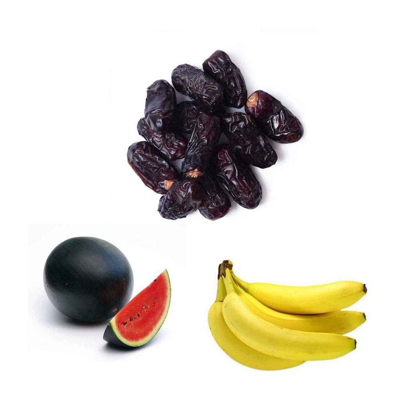 Banana Robusta (4pc), Watermelon Kiran(1pc) & Khari Foods Kalmi Dates(250gms) Combo
