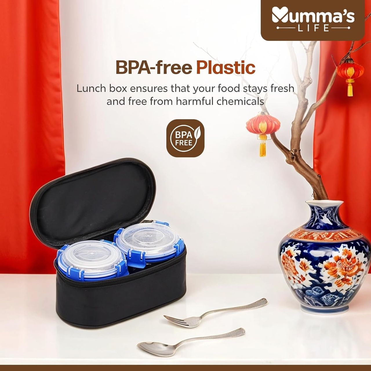 Mumma s Life Lunch Box Suitable for School, Offices, and Picnics | 280 ml | Black | Beam
