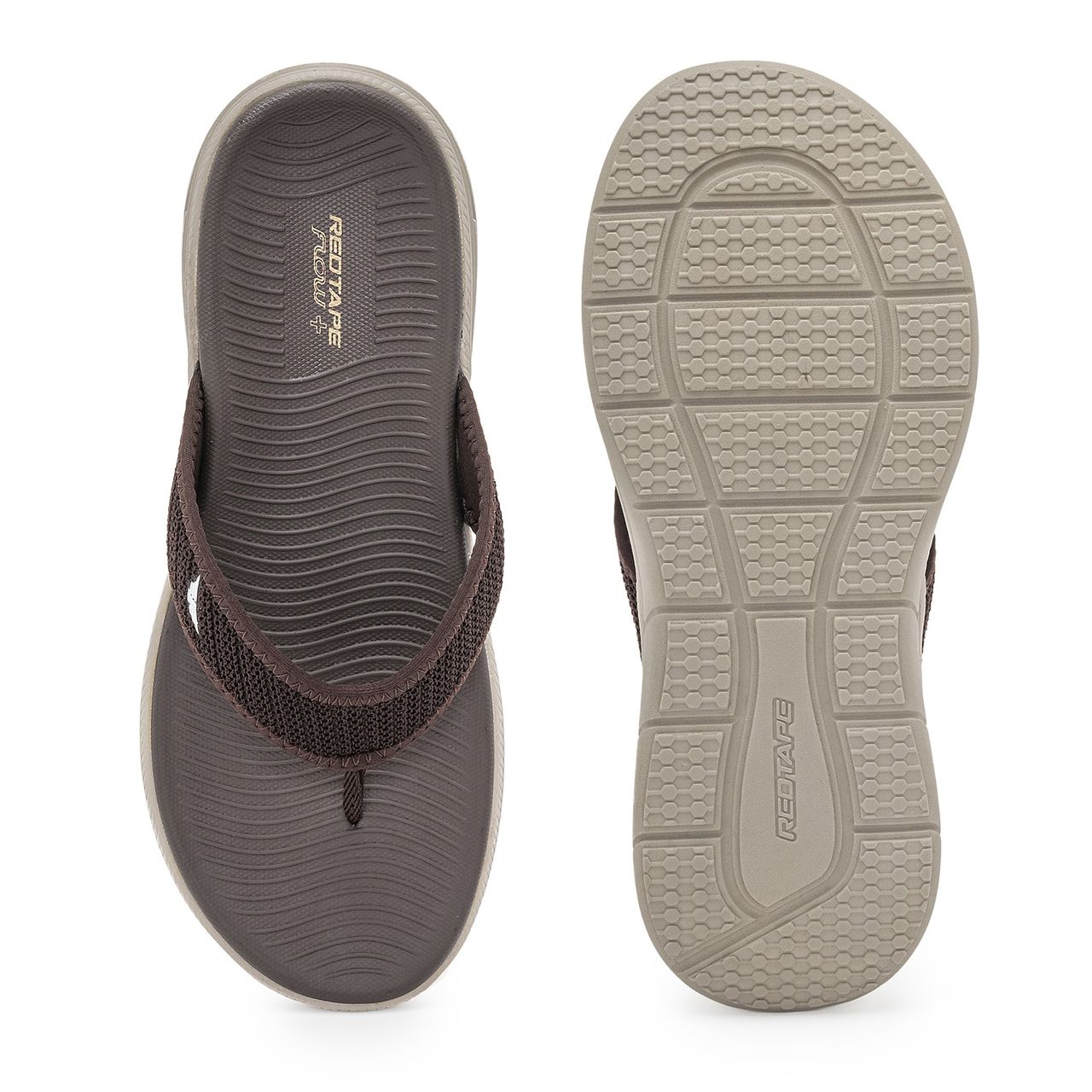 Red Tape Casual Thongs For Men | Relaxing Slip-On Support | Brown | Size 9