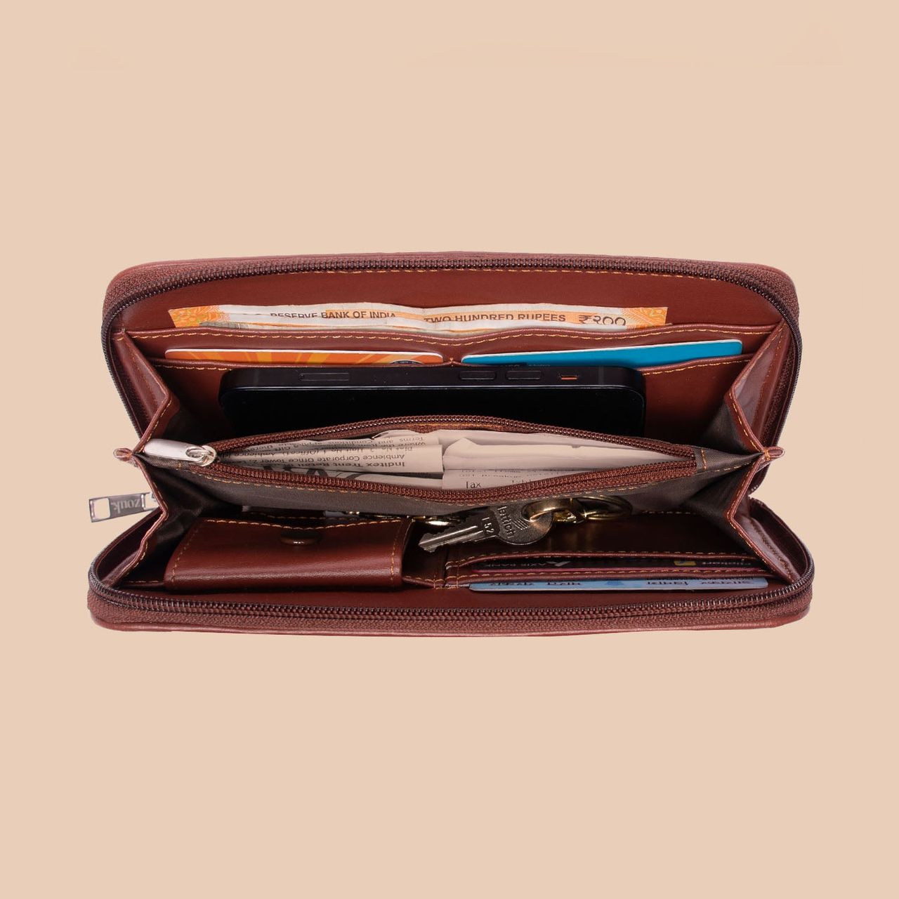 Zouk Unisex Spiritual Vegan Leather Chain Wallet | Multicolour - One Size
