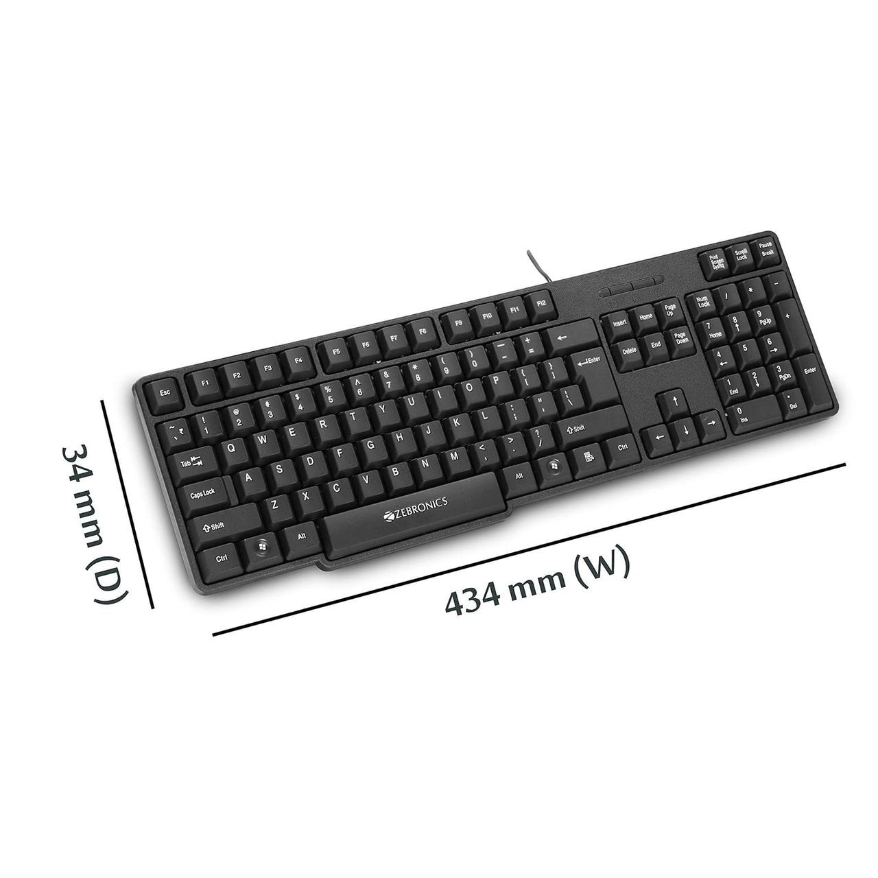 Zebronics K20 USB Keyboard With Rupee Key | Retractable Stand