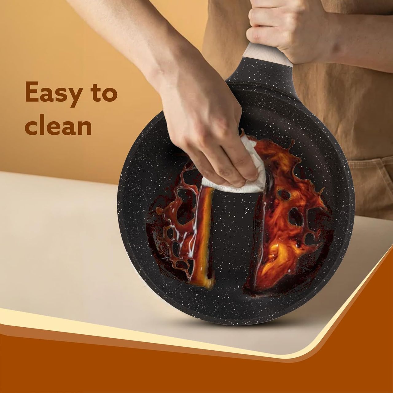 AGARO Imperial Granite Non Stick Frypan with Glass Lid, 3L / 28cm