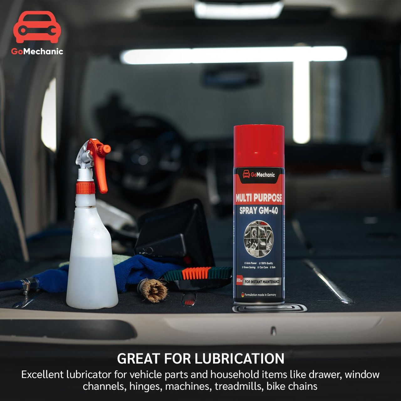 Premium1 Wash & Wax (200ml) & Gomechanic Multipurpose Lubricant Spray 400Ml-Advanced Formula For Rust Prevention (1pc) Combo