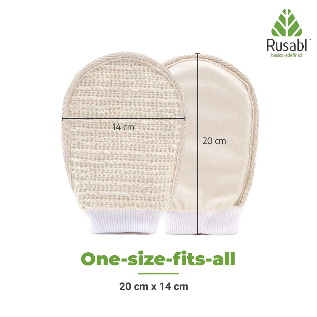 Rusabl Exfoliating Bath Glove with Natural Ramie Fibers