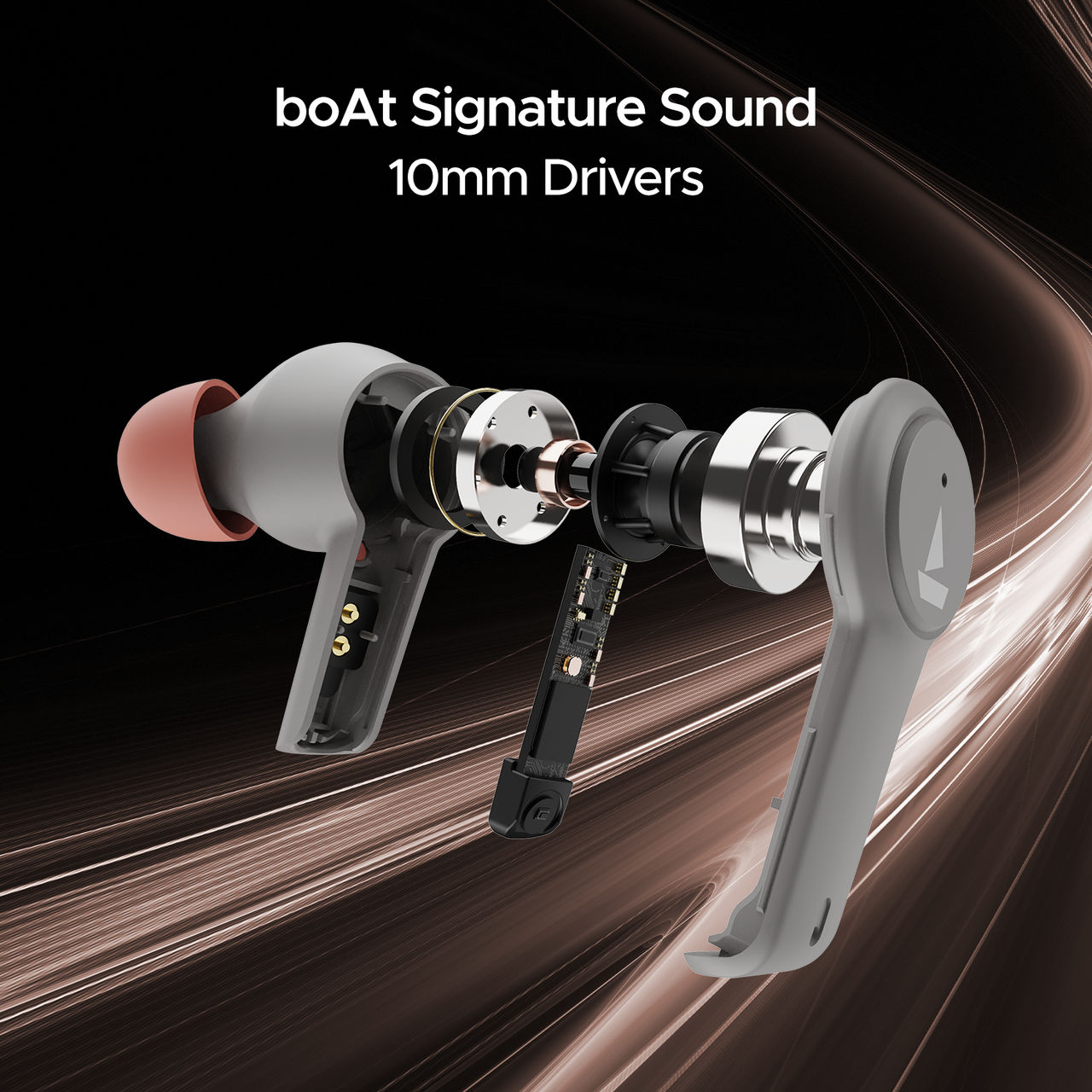 boAt Airdopes 411Anc Tws Earbuds W Active Noisecancellationupto 17.5 Hours Playback Grey Hurricane