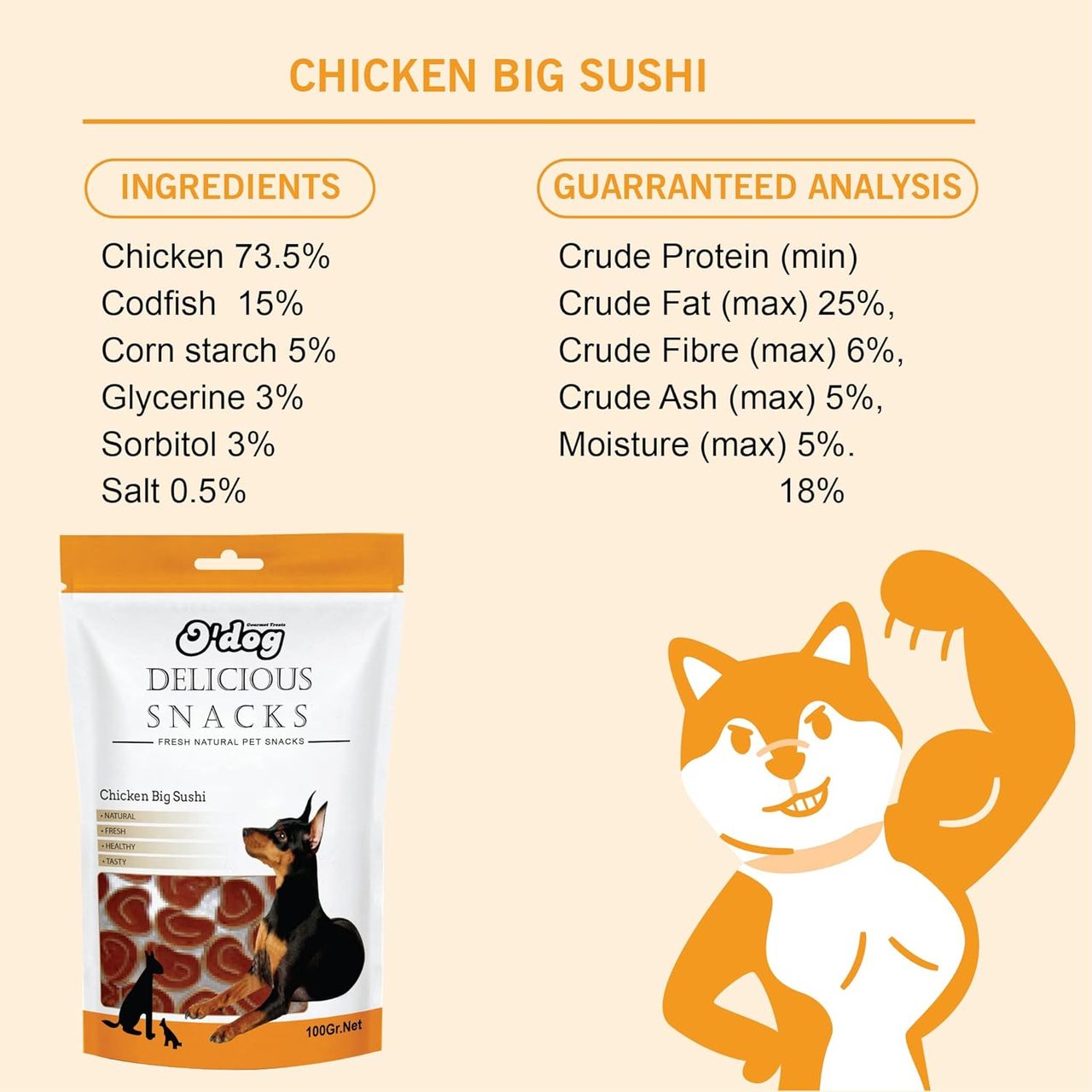 O�Dog Real Chicken Big Sushi Dog Treats