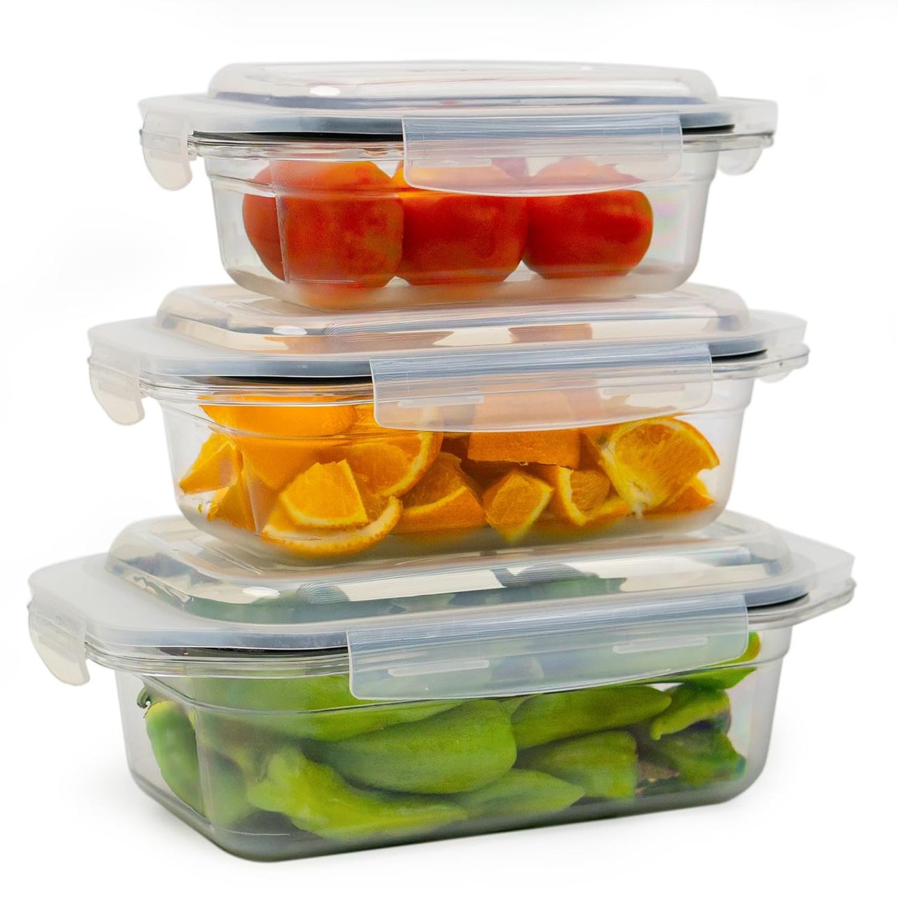 Tex-Ro Matte Finish Plastic Fridge Container for Storage | 800 ml-1200 ml-1800 ml | Pack of 6