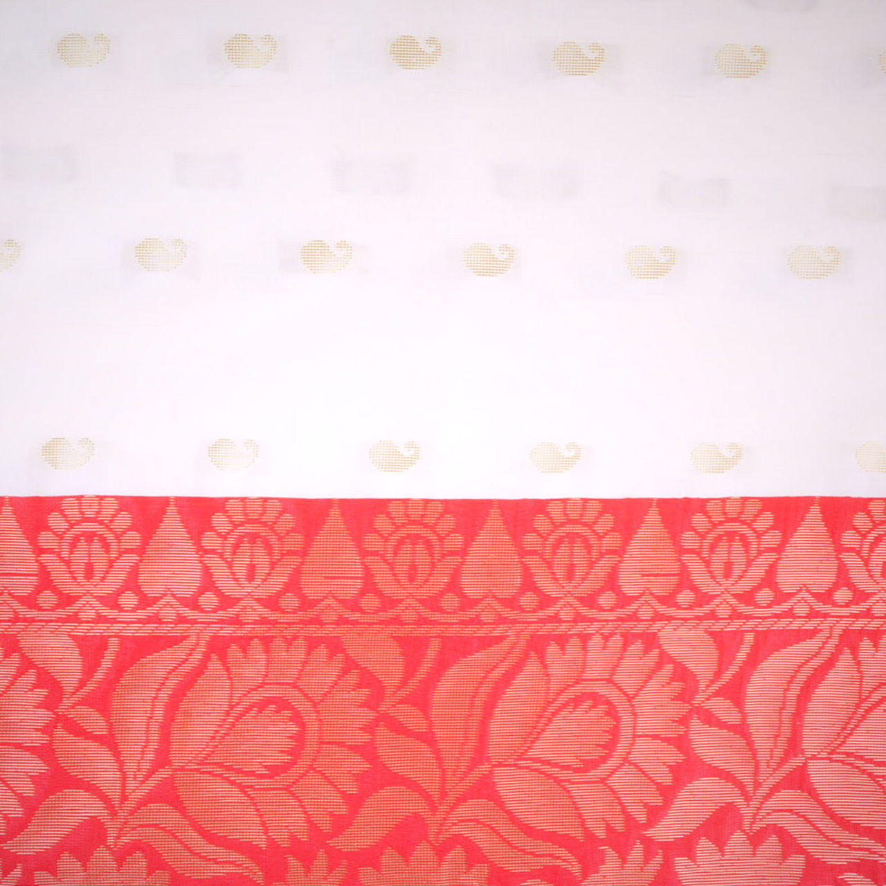 India Silk Emporium Banarasi Silk Saree | White With Red Border - Style 1
