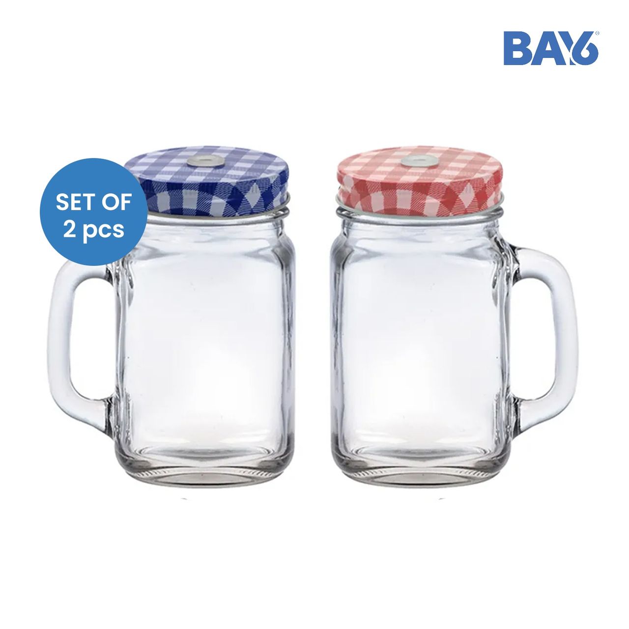 BAY6 Mason Jar Set with Straw - 400 ml - (2pc)
