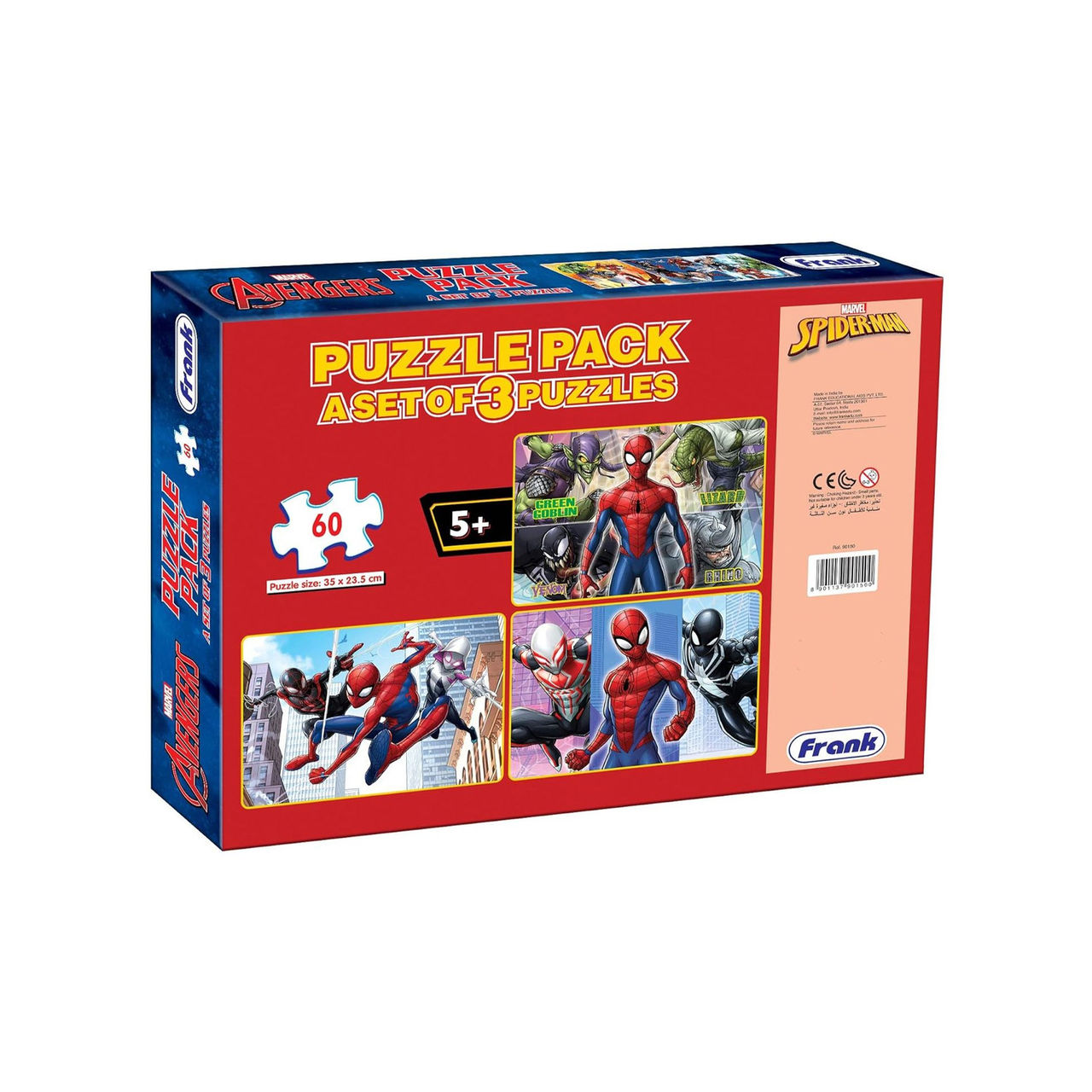Frank Spider-Man Puzzle Pack - A Set Of 3 Puzzles - 60 Pieces Each