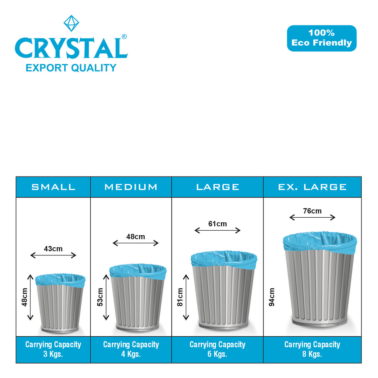 Crystal Large Blue Garbage Bag Roll 24X32 1 pc Combo